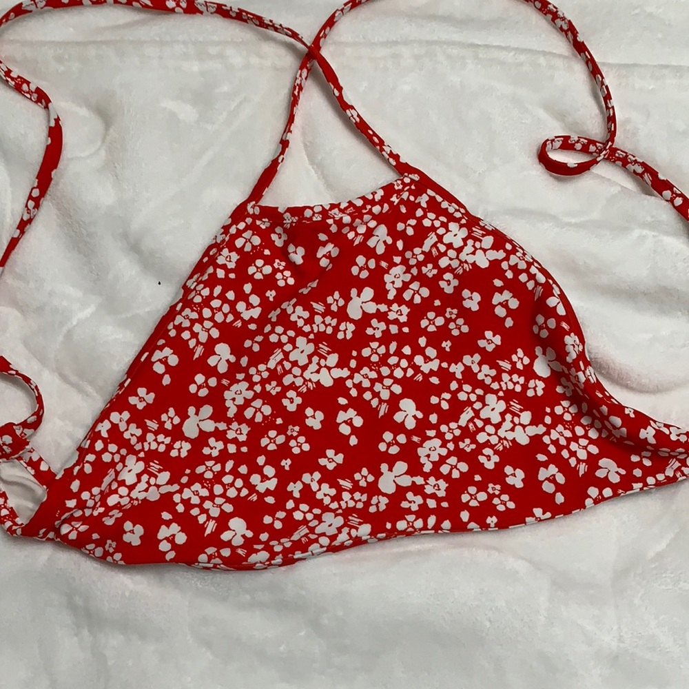 red flower swim top